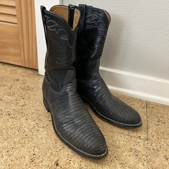 Lucchese Classics Lizard Skin Leather Handmade Cowboy Boots Size 9 D